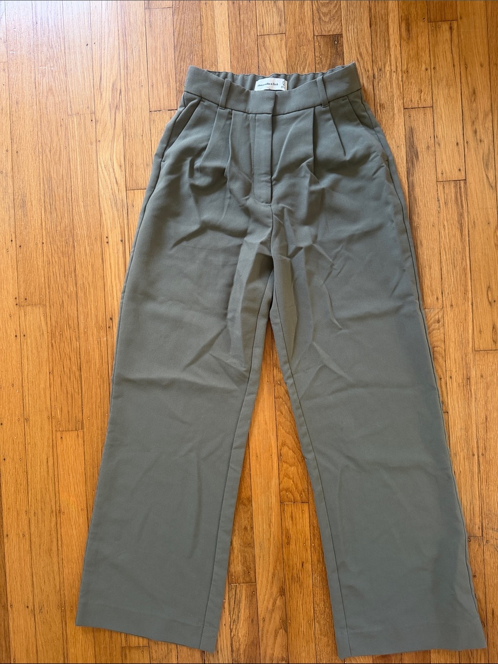Abercrombie & Fitch Pleated Dress Pants in Olive Green